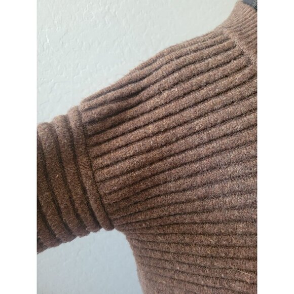 Madewell Chocolate Brown Ribbed Long Sleeve Wool Blend Sweater Size XS Modern - Picture 4 of 10